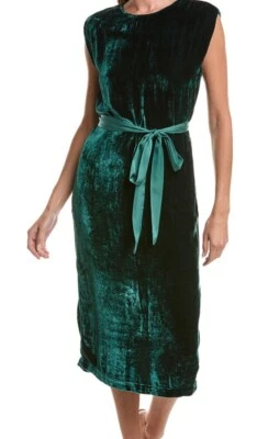 Brand New Velvet by Graham & Spencer Kandace Emerald Green Silk-Blend Dress (L) - Image 1 of 4
