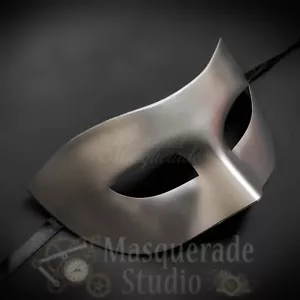 Mens Eye Mask Phantom of the Opera Venetian Minimalist Masquerade Mask [Silver] - Picture 1 of 4