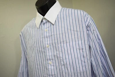 Camisa de vestir Tommy Hilfiger a rayas cuello blanco manga larga de colección para hombre 17 34-35 XL Foto 1 de 4