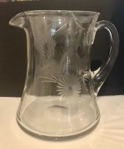 Nice Quality Antique Cut Glass Water Jug Pitcher 1900 Hand Blown 2 Pint English - Picture 1 of 6