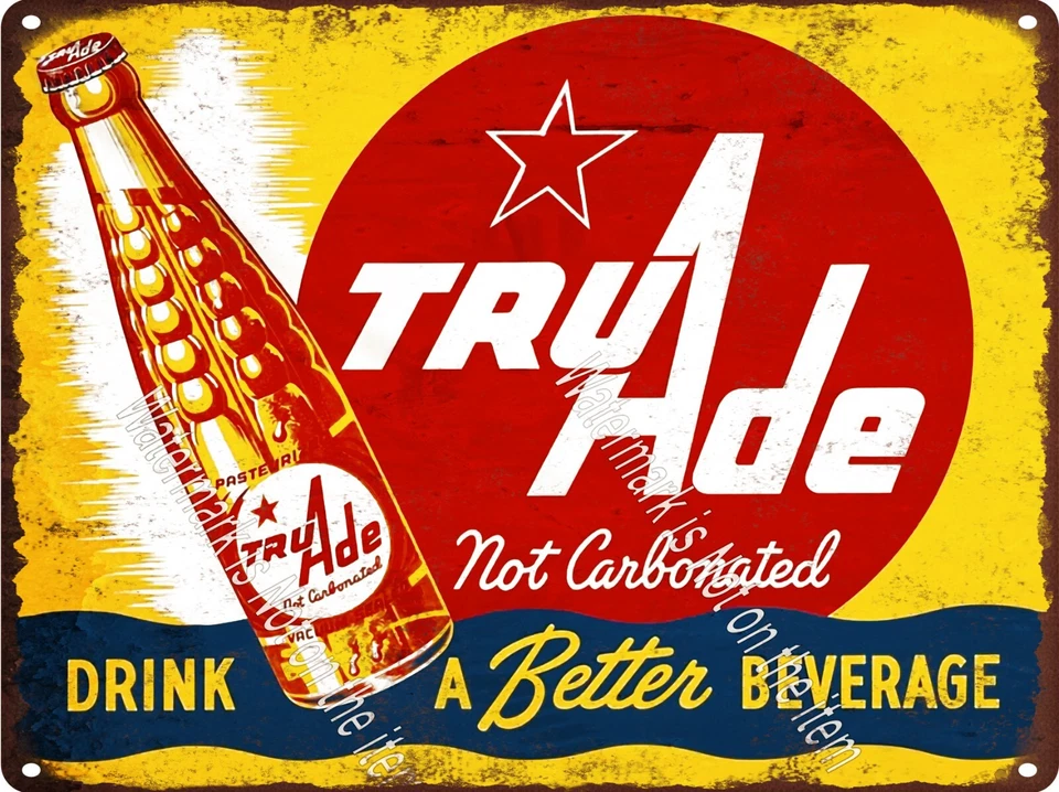 Tru Ade Truade Orange Soda Cola Glass Bottle Beverage Metal Sign 9x12" A873 - Image 1 of 1