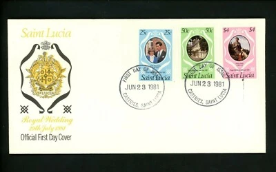 Postal History St. Lucia FDC #543-545 Royal Wedding Princess Diana royalty 1981 - Image 1 of 2
