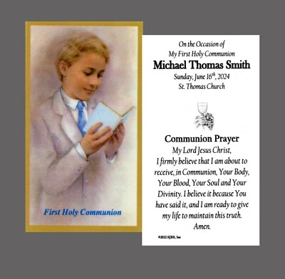 On the Occasion of..(boy) - Personalized Laminated Prayer Cards - Pack of 35 - Image 1 of 3