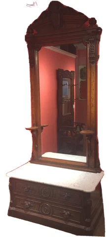 Rare Antique Walnut Princess Dresser Mirror Civil War Renaissance Revival 1860's Cover