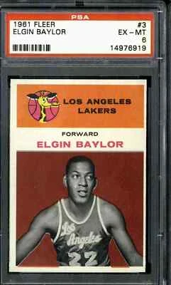 1961 Fleer #3 Elgin Baylor - PSA 6 Foto 1 de 2