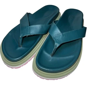 Zara Men's Leather Flip Flops Sandals Rubber Soles mens size 10.5/eur 44 - Picture 1 of 6