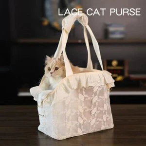 Portable Puppy Carrying Bag Lace Mesh Cat Handbag Chihuahua - Picture 1 of 15