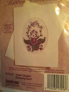 Janlynn Violet Cluster Greeting Card Ribbon Embroidery Kit #179-16 -5x7 Inch Env