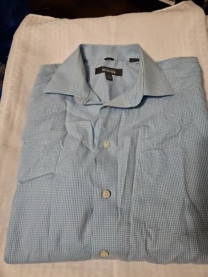 Camisa de vestir Kenneth Cole Reaction 16/16,5 34-35 sin planchar abotonada azul claro Foto 1 de 3