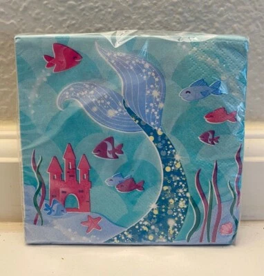 Mermaid Birthday Party Beverage Napkins Party Supplies 16 ct. - Image 1 of 2