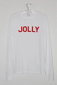 NWT J. CREW Women's White Long-Sleeved JOLLY Holiday T-Shirt sz S - Picture 1 of 9