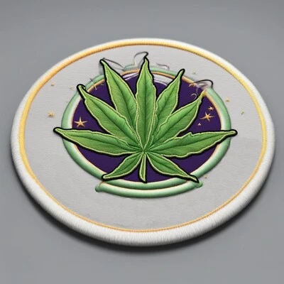 Cosmic Stoner Patch Iron-on Applique Clothing Hippie Boho Herbal Medicine Weed - Image 1 of 4