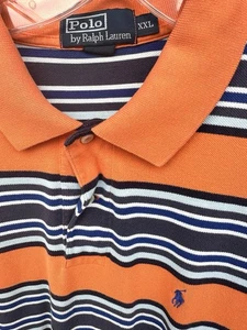 Polo Ralph Lauren Naranja Azul Marino Rayas Piqué Tejido Polo Hombre’s XXL - Imagen 1 de 3