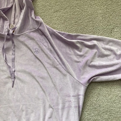 VICTORIA'S SECRET Pullover Acanalado Terciopelo Sudadera con Capucha Púrpura Claro Lila Recortado Grande Foto 1 de 4