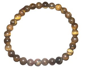 Tiger Eye Stone Bracelet Men's Women's 6 mm Round Beads - Picture 1 of 2