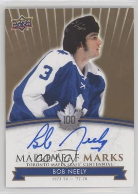 2017 Upper Deck Toronto Maple Leafs Centennial Leaf Marks Bob Neely #MLM-BN Auto - Image 1 of 2
