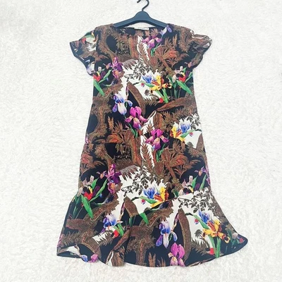 Vestido de seda Etro botánico estampado floral volantes talla 44 usado Foto 1 de 4