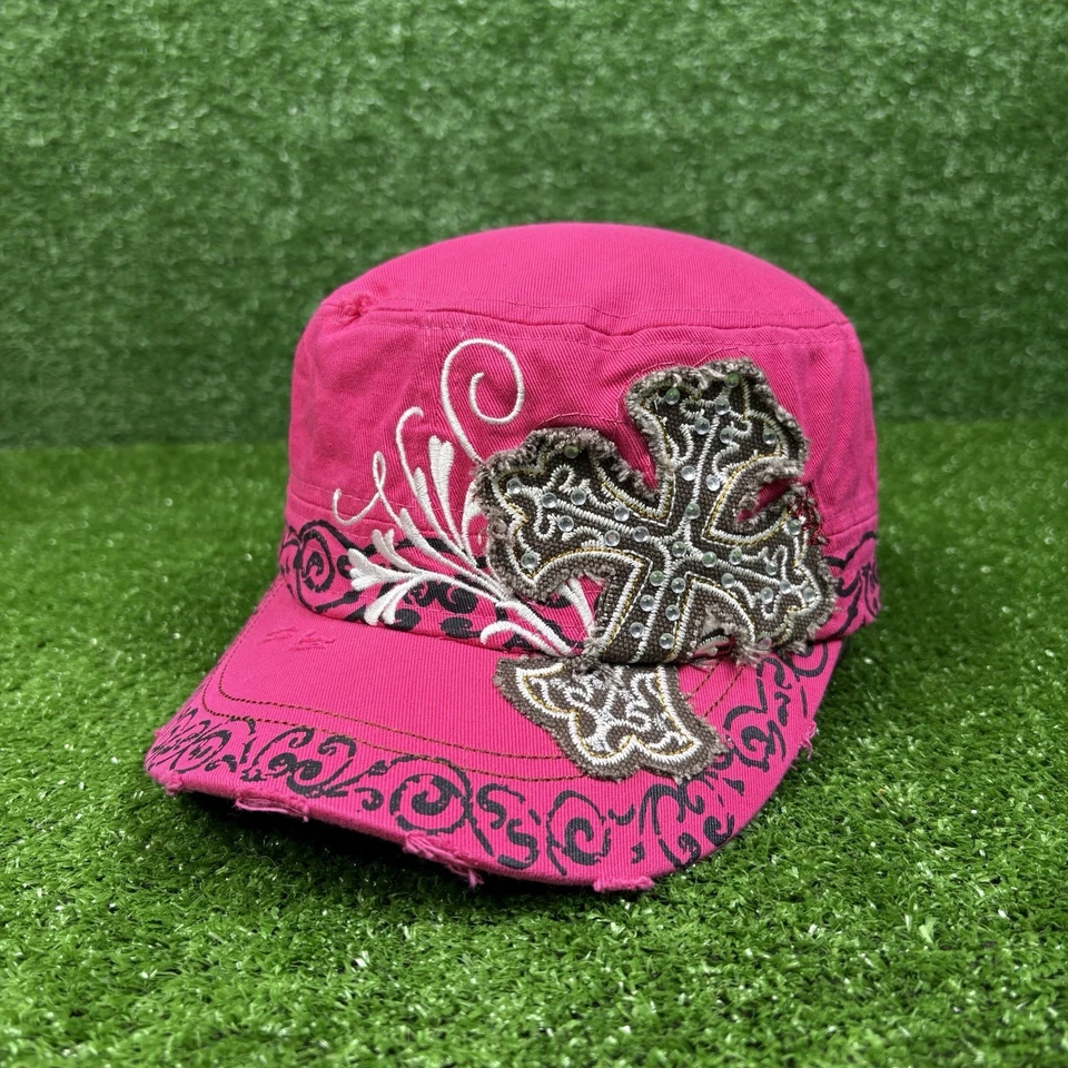 Vintage 2000s Leader Y2K Affliction Ed Hardy Style Cross Tribal Military Hat Cap - Image 1 of 4