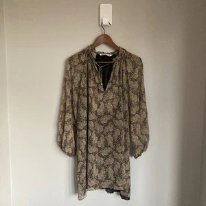 Zara Paisley Mini Dress Womens Medium Boho Hippie Phoebe Buffay Western - Picture 1 of 9