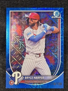 2025 Bowman Mega Box Chrome Blue Mojo Refractor 118/150 Bryce Harper #3 - Picture 1 of 2