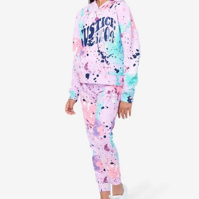 NWT Justice XL 16/18  Jogger & Hoodie Girl Fleece Sweats (Violet) Purple/Pink - Image 1 of 4