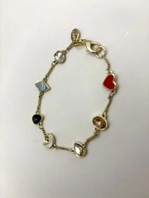 Браслет с брелоками с эмалью и разноцветными кристаллами золотистый лофт - Изображение 1 из 4