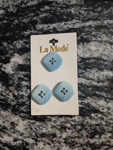 3 Vintage Fashionable Satin Finiish Teal Aqua Buttons Original Card New NOS 3/4" - Picture 1 of 1