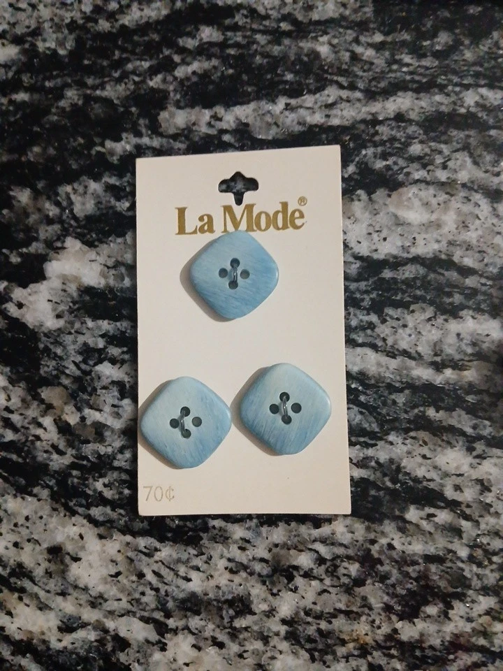 3 Vintage Fashionable Satin Finiish Teal Aqua Buttons Original Card New NOS 3/4" - Image 1 of 1