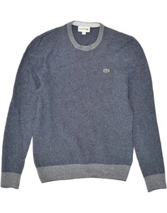 LACOSTE Mens Crew Neck Jumper Sweater Size 3 Small Navy Blue Wool JY01 - Picture 1 of 3