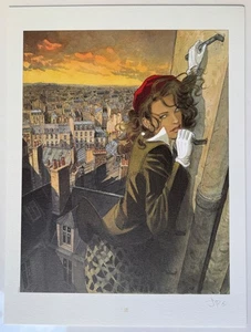 LITHO GIBRAT " VOL DU CORBEAU T1 " SUR BEAU PAPIER Dim 30*40 CM MONOGRAMME JPG  - Foto 1 di 2
