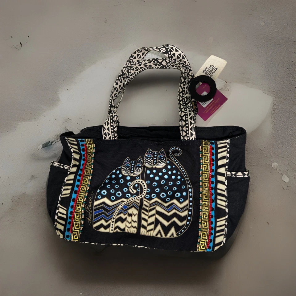 Bolso de Mano Lunares Gatos Gatos Laurel Burch Mediano Lona Algodón Foto 1 de 4