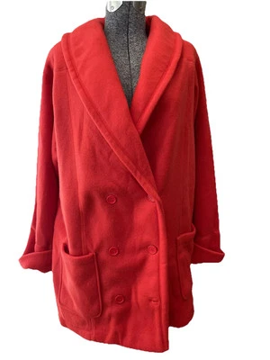 Abrigo Venezia Vitale Rojo-Hilado Poliéster-Talla Grande-Damas-Gran Tamaño-Y2K Años 90 Foto 1 de 4