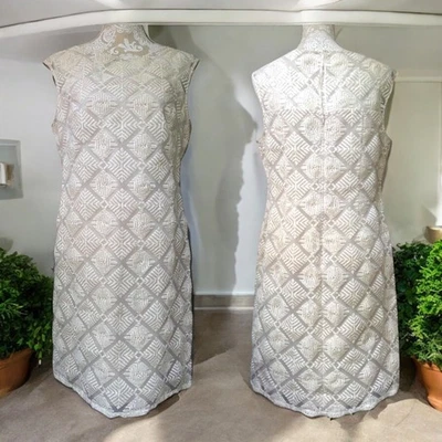 Vestido Vaina Adrianna Papell Crema Encaje US 12 Forrado Champagne Sin Mangas Elegante Foto 1 de 4