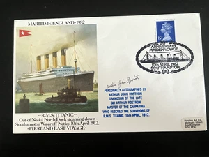 ARTHUR JOHN ROSTRON - GRANDSON OF CARPATHIA CAPTAIN - SIGNED TITANIC FDC - Picture 1 of 1