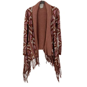 Billabong Damen Strickjacke mit Fransensaum offen Aztekenmuster S - Bild 1 von 6