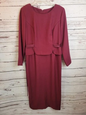 Vestido Elegante Formal de Negocios Manga Larga Borgoña Leslie Belle De Colección Talla 10 Foto 1 de 4