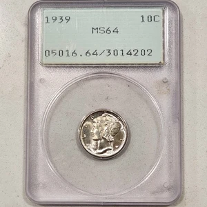 1939 Mercury Dime ~ PCGS MS64 Rattler OGH Old Holder ~ 10C US Mint Silbermünze - Bild 1 von 2