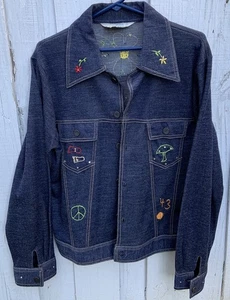 Vintage K-Mart Marke Chambray blau Jeansjacke Gr. L - Handstickerei EUC - Bild 1 von 24