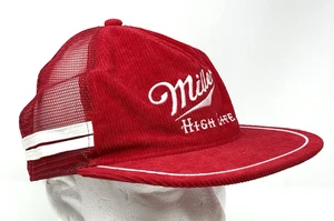 Sportiqe Miller High Life Corduroy Red Hat Adjustable Snapback 2-Stripe Beer Cap - Picture 1 of 10