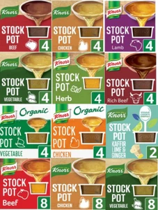 KNORR STOCK POTS CHICKEN, BEEF, LAMB, VEGETABLE, ORGANIC, RICH BEEF 4 + 8 PACKS - Picture 1 of 38