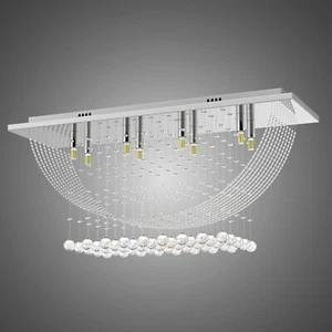31.5"Crystal Sailboat Chandelier 8-Light Ceiling Lamp Rectangle Lighting Fixture - Picture 1 of 18