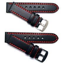  24mm 26mm Black/Red Quality Genuine Leather Watch Band For Invicta or Big Watch