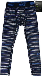 NIKE Dri-FIT Boys Compression Tights- NEW- blue striped running/basketball pants - Picture 1 of 3