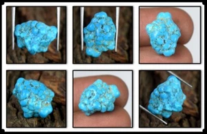 Pietra Preziosa Turchese Blu Arizona Esemplare Grezzo Naturale 11,20 Ct Certificato B36719 - Foto 1 di 9