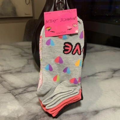 10 pares de lindos calcetines Betsey Johnson corte bajo sin mostrar nuevos con etiquetas $18 Foto 1 de 4