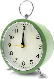 Small Alarm Clock, Silent Non Ticking Quartz Movement, Hanging Modern Metal Desi - Picture 1 of 6