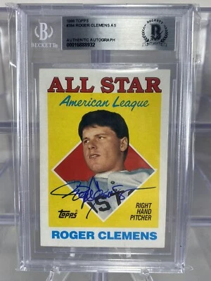 Roger Clemens Firmado 1988 Topps All Star #394 Beckett BAS Auto Medias Rojas Foto 1 de 2