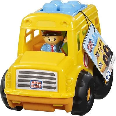 MEGA BLOKS Little Lil Yellow School Bus 7 PCS Large Blocks w/Driver Blocks New - Image 1 of 3