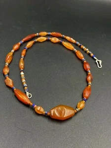 Antiguo collar de cuentas antiguas gemas de cornalina del Himalaya nepalí tibetano Dzi - Imagen 1 de 8