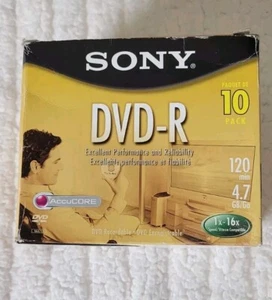 Sony DVD-R 16x 4.7GB 120 Minute Blank Disc 10-Pack New Sealed  - Picture 1 of 3